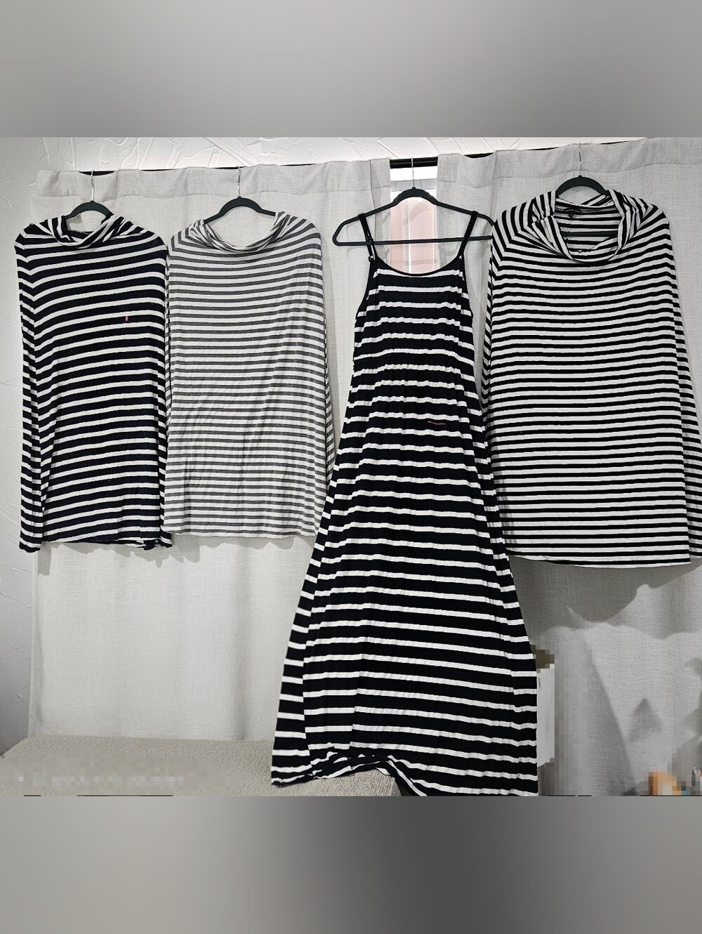 4pc Striped Maxi Skirt Dress Lot TLC TieDye Craft Upcycle Size L M